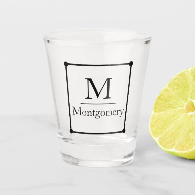 Modern Minimalist Black Frame | Personalized Shot Glass (Front)