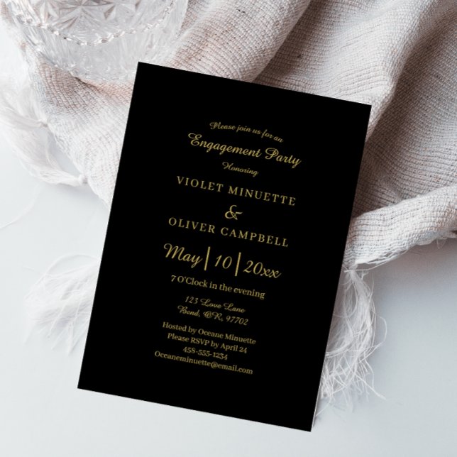 Modern Minimalist | Black Gold Engagement Party Invitation (Creator Uploaded)