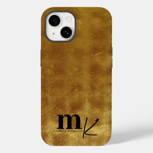 Modern Minimalist Black Gold Foil Monogram  Case-Mate iPhone 14 Case