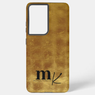 Modern Minimalist Black Gold Foil Monogram  Samsung Galaxy Case