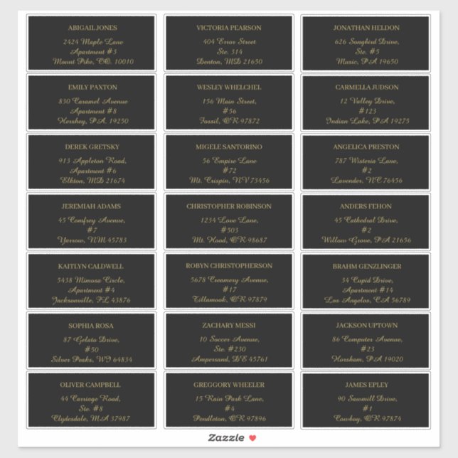 Modern Minimalist | Black Gold guest address label (Sheet)