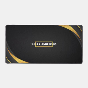 Modern Minimalist Black & Gold Pattern with Custom Desk Mat
