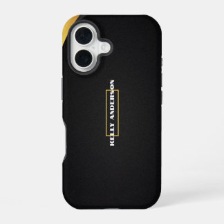 Modern Minimalist Black & Gold Pattern with Custom iPhone 16 Case