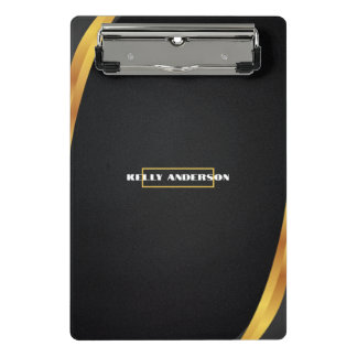 Modern Minimalist Black & Gold Pattern with Custom Mini Clipboard