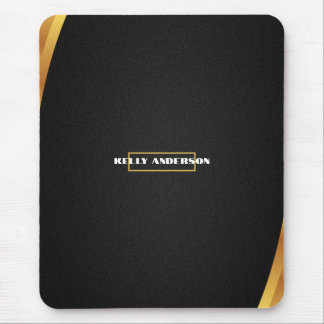 Modern Minimalist Black & Gold Pattern with Custom Mouse Pad