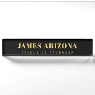 Modern Minimalist Black Gold Professional Trendy Nameplate