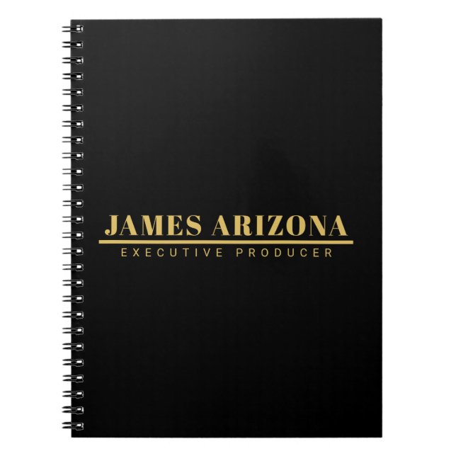 Modern Minimalist Black Gold Professional Trendy Notebook (Front)