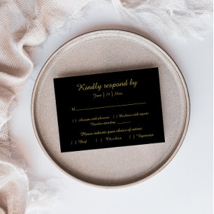 Modern Minimalist   Black Gold Response Card