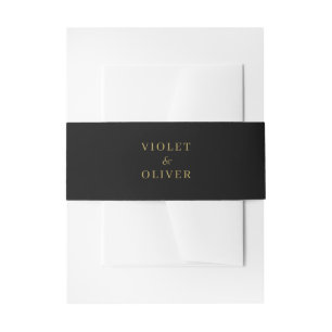 Modern Minimalist   Black Gold Wedding Invitation Belly Band