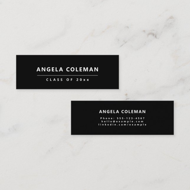 Modern Minimalist Black Graduation Insert Card (Front/Back)