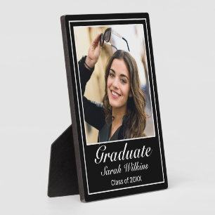 Modern Minimalist Black Graduation Photo Plaque