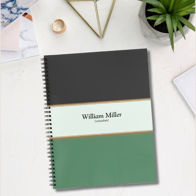 Modern Minimalist Black Green Stripes Notebook (Creator Uploaded)
