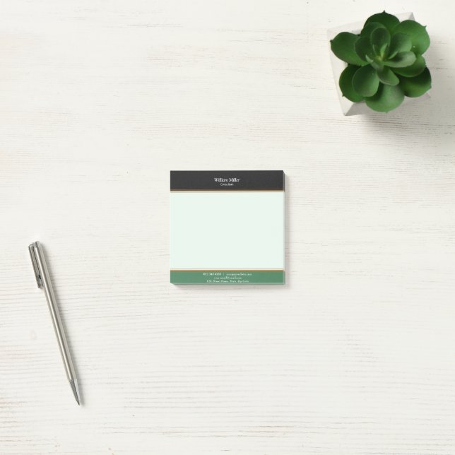 Modern Minimalist Black Green Stripes Post-it Notes (Office)