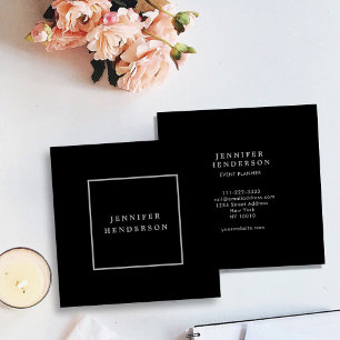 Modern minimalist black grey professional square business card