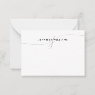 Modern Minimalist Black Grey Script Monogram Card