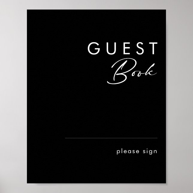 Modern Minimalist | Black Guest Book Sign (Front)