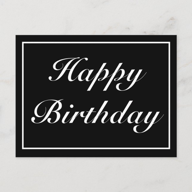 Modern Minimalist Black Happy Birthday Greeting Announcement Postcard (Front)