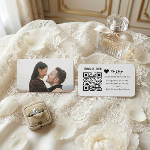 Modern Minimalist Black Heart QR Code RSVP Enclosure Card