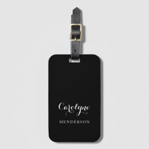 Modern Minimalist Black Luggage Tag