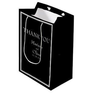 Modern Minimalist Black Medium Gift Bag