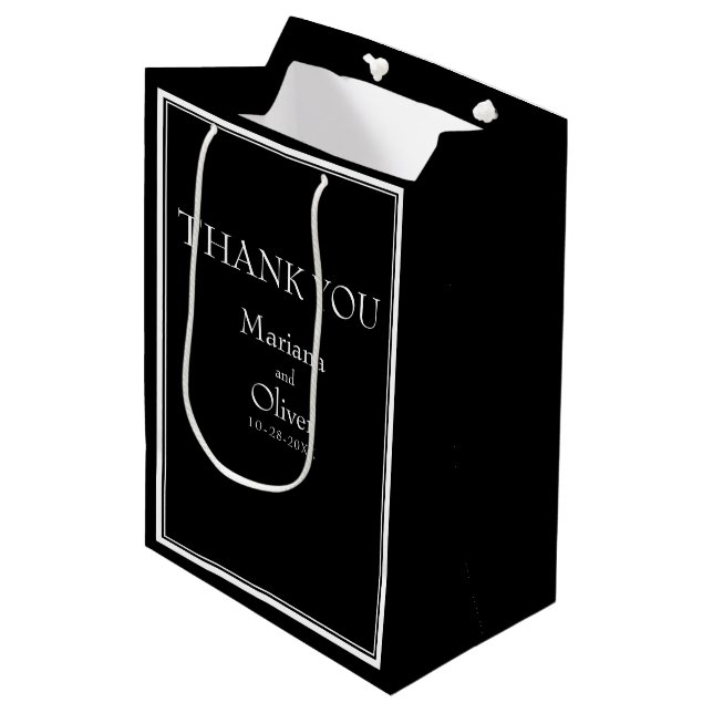 Modern Minimalist Black Medium Gift Bag (Front Angled)