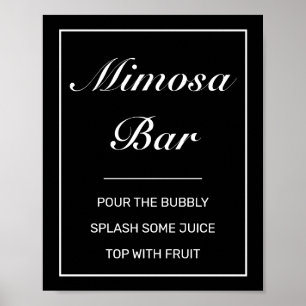 Modern Minimalist Black Mimosa Bar Wedding Sign
