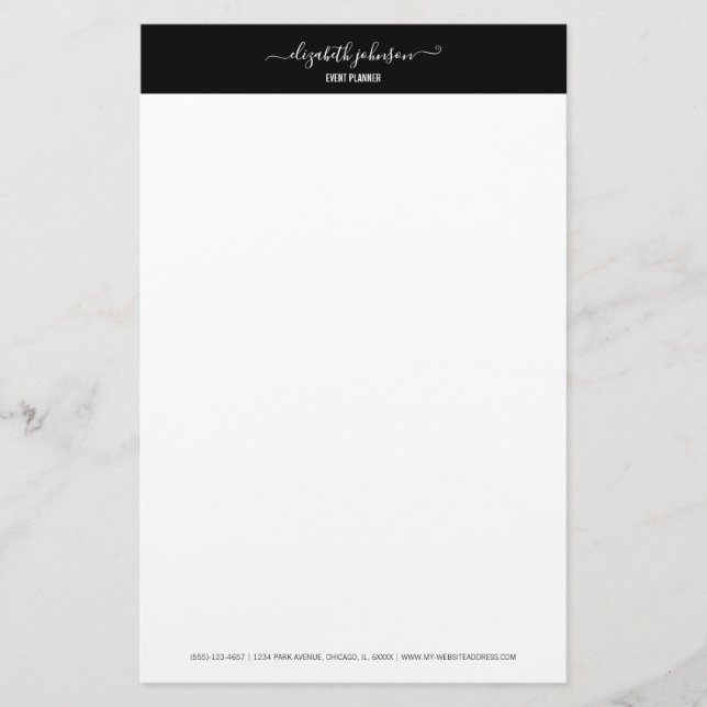 Modern Minimalist Black Office Stationery (Front)