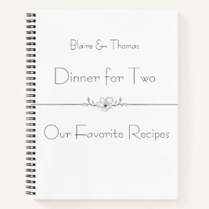 Modern, Minimalist Black on White Recipe Organizer Notebook