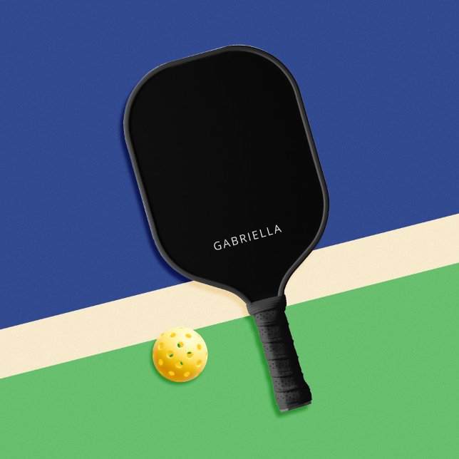 Modern Minimalist Black Personalized Name Pickleball Paddle (Creator Uploaded)