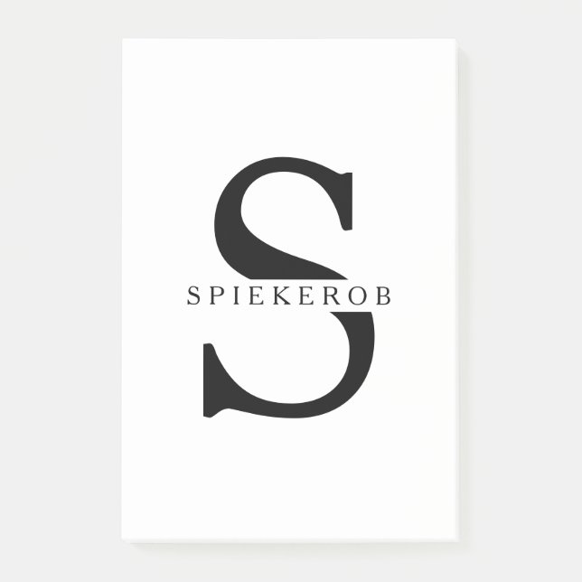 Modern Minimalist Black Personalized Name Post-it Notes (Front)