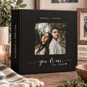 Modern Minimalist Black Photo Script Established Binder