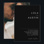 Modern Minimalist Black | Photo Wedding Invitation<br><div class="desc">This modern minimalist black | photo wedding invitation is perfect for your classy boho --. Its simple, unique abstract design accompanied by a contemporary minimal script and a black and white colour palette gives this product a feel of elegant formal luxury while staying simplistic, chic bohemian. Keep it as is,...</div>