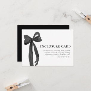 Modern Minimalist Black Pink Bow Enclosure Card