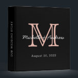 Modern Minimalist Black Pink Monogram Wedding Binder<br><div class="desc">Modern,  minimalist black and pink personalized name monogrammed wedding album binder. It features a monogram initial in serif style font and pretty handwritten first name text template in blush pink,  white colour on black background. If you need help or matching items,  please contact to me.</div>