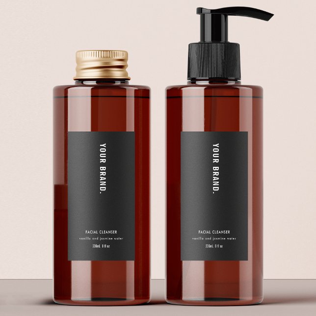 Modern Minimalist Black Product Waterproof Label (Modern Minimalist Black Waterproof Rectangle Product Label - can be used on bottles, jars, pouches)