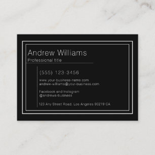 Modern Minimalist Black Professional Simple Business Card
