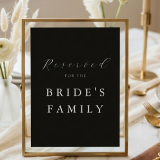 Modern Minimalist Black Reserved Wedding Sign Postcard