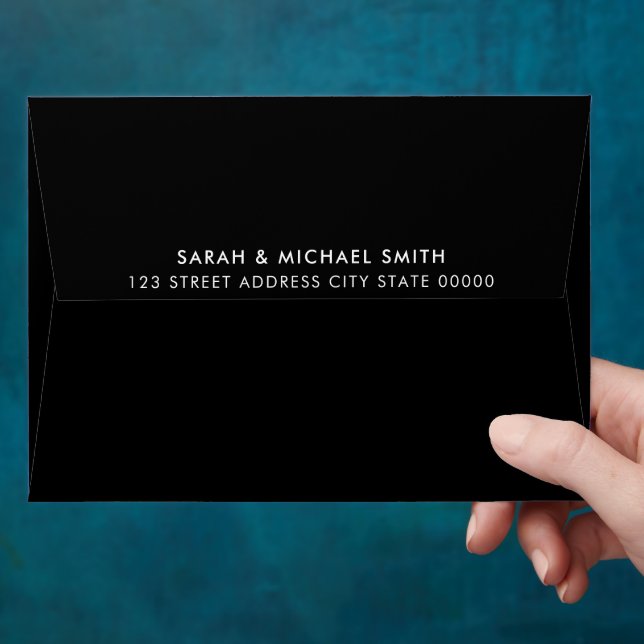 Modern Minimalist Black Return Address Envelope (Hand)