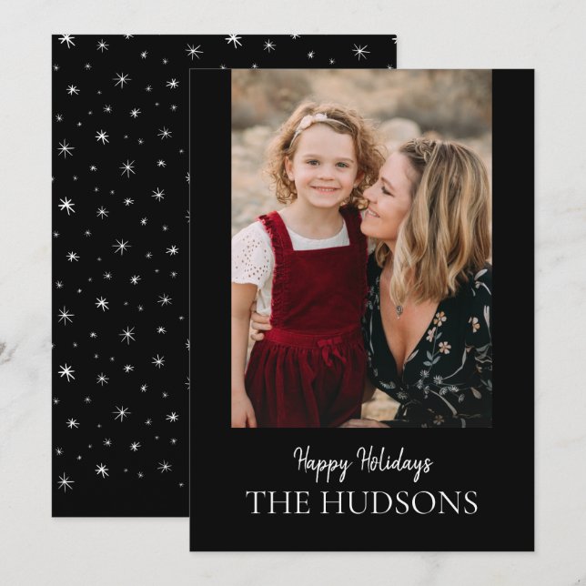 Modern Minimalist Black Script Calligraphy Holiday (Front/Back)