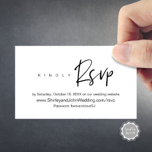 Modern Minimalist, Black Script, Online RSVP Enclo Enclosure Card