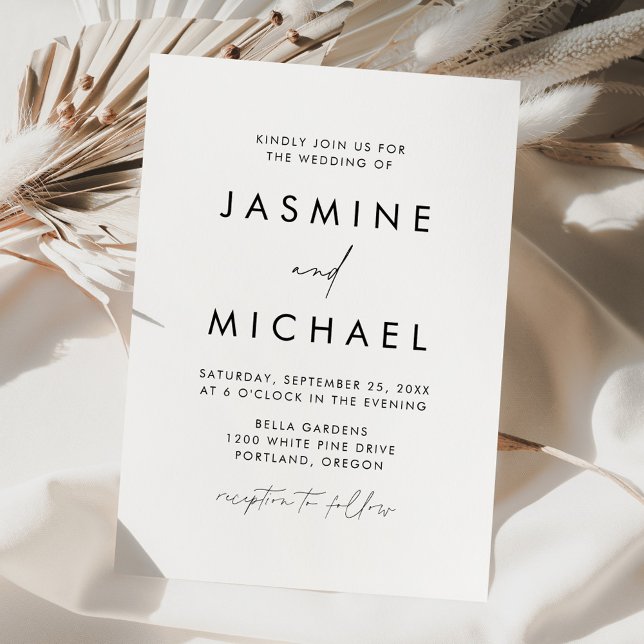 Modern Minimalist Black Script Wedding Invitation (Creator Uploaded)