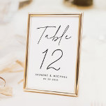 Modern Minimalist Black Script Wedding Table Number<br><div class="desc">Simple, modern wedding table number cards featuring "Table" displayed in a handwritten black script with a white background (or a colour of your choosing). To order the black and white table cards: add your name, wedding date, and table number. Each number needs to be added to your cart individually. After...</div>