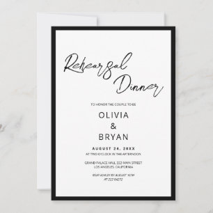 Modern Minimalist Black Script White Background Invitation