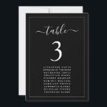 Modern Minimalist Black Seating Chart Table Card<br><div class="desc">Make a bold statement at your reception with these Luxury Modern Minimalist Dark Black Seating Chart Cards. Specifically designed for couples who love a Moody Noir or Contemporary Black Wedding theme, this design features a striking solid black background that makes the white ink calligraphy pop with elegance. ​This card combines...</div>