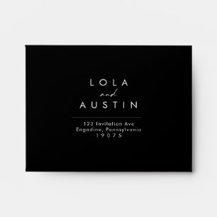 Modern Minimalist Black Self-Addressed RSVP Envelope