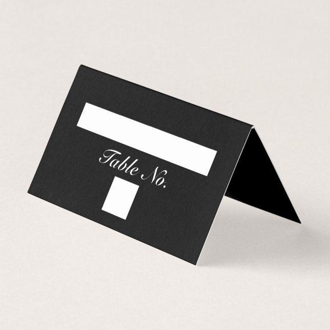 Modern Minimalist Black Table Number and Name Card (Front)