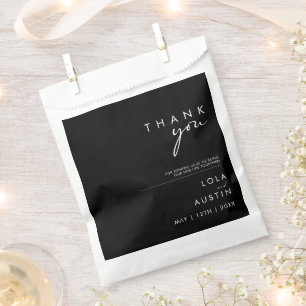 Modern Minimalist Black Thank You Favour Bag