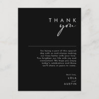 Modern Minimalist | Black Thank You Reception Card