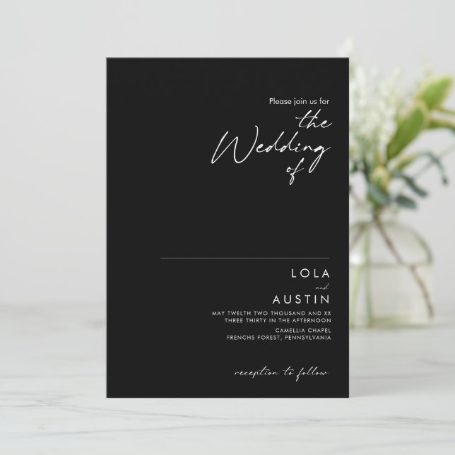 Modern Minimalist | Black The Wedding Of Invitation (Standing Front)
