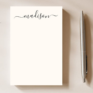 Modern Minimalist Black Typography Chic Name  Post-it Notes